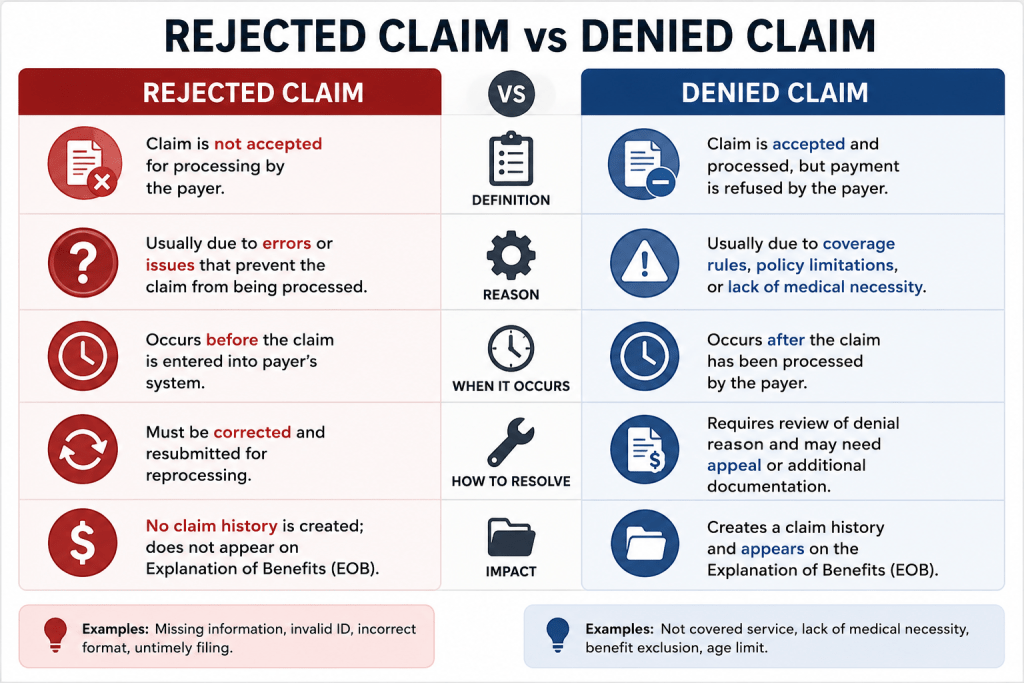 Rejected Claim vs Denied Claim
